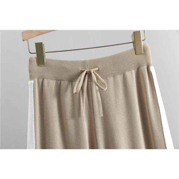 Autumn and Winter Women's Knitted Suit Wide-legged Pants Suit Fashion Loose Leisure Ageing Three-piece Tide