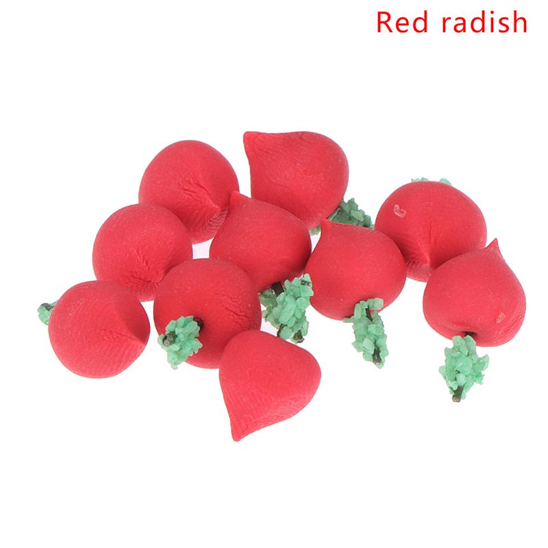 10Pcs/Set 1:12 Dollhouse Fruit Vegetables Carrot Tomato Radish Kitchen Decor Toy