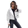 Women Fall Winter Coat Short Type Turn-down Collar Solid Color Loose Button Closure Cardigan OL Commuting Jacket Lady Daily Outwear