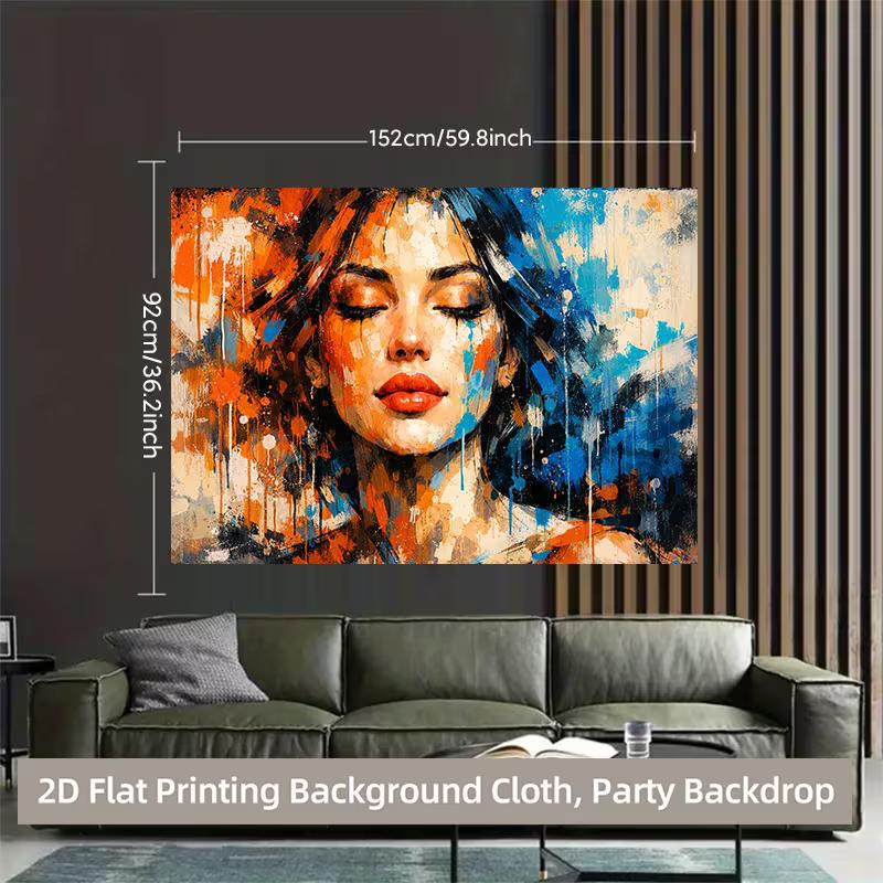 2D Party Backdrop Modern Art Woman Portrait with Brush Stroke Effect