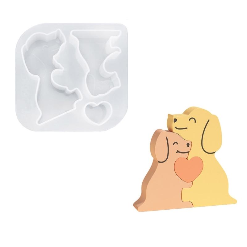 Desktop Ornament Mold Animal Holding Love Heart Candle Mould Silicone Mould for Jewelry Making and Handmade Craft