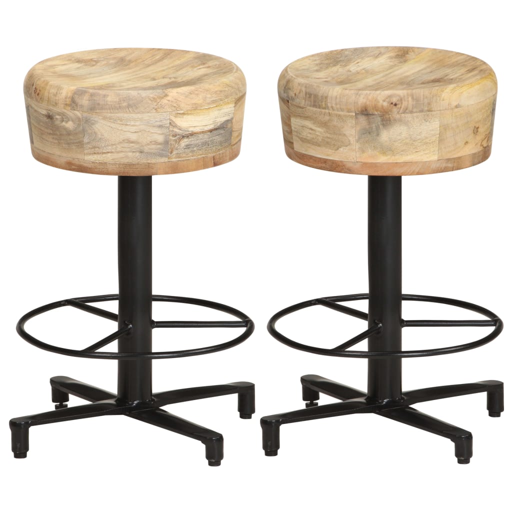Bar Stool Set of 2 52 cm Solid Mango Wood