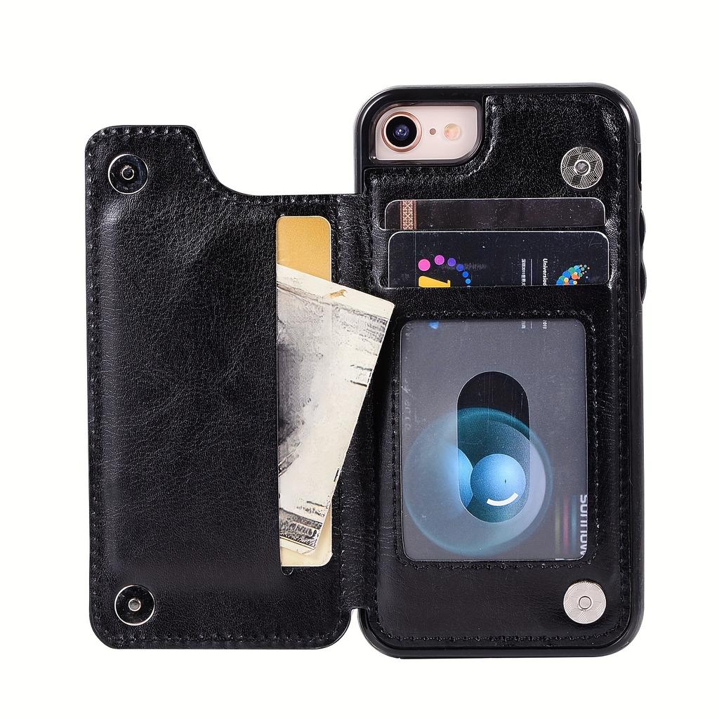 Чехол для телефона-кошелька с держателем для карт, чехол с подставкой для карт из искусственной кожи, двойной магнитной застежкой и прочным противоударным чехлом, для IPhone