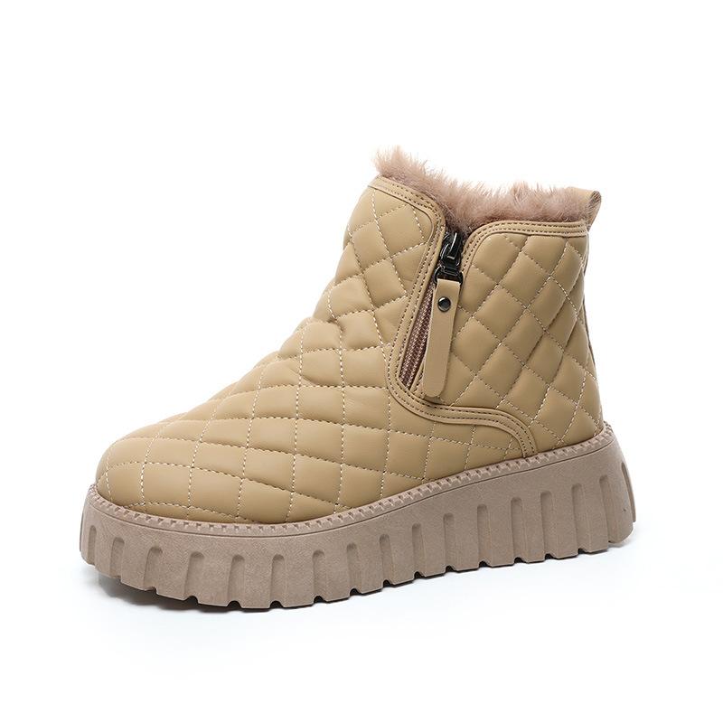 Snow Boots Womens Winter Ankle Boots Ladies Warm Fur Lined Booties Thickening Shoes Zip Flat Sneakers Outdoor Booties