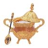 Sugar Bowl with Lid and Spoon,Metal and Glass, Sugar Container for Sugar Cube and Powder, Spice Condiment Container,Salt Server