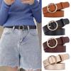 Women'S Belt Round Buckle Belt With Jeans Cargo Pants Skirt Thin Belt Soft Pu Belt Belt