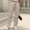 Womens Cargo Pants High Waist Drawstring Loose Multi-pocket Joggers Casual Wide Leg Quick Dry Trousers