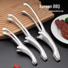 Щипцы для корейского барбекю из нержавеющей стали - Щипцы для еды с круглыми и заостренными концами для барбекю и самообслуживания