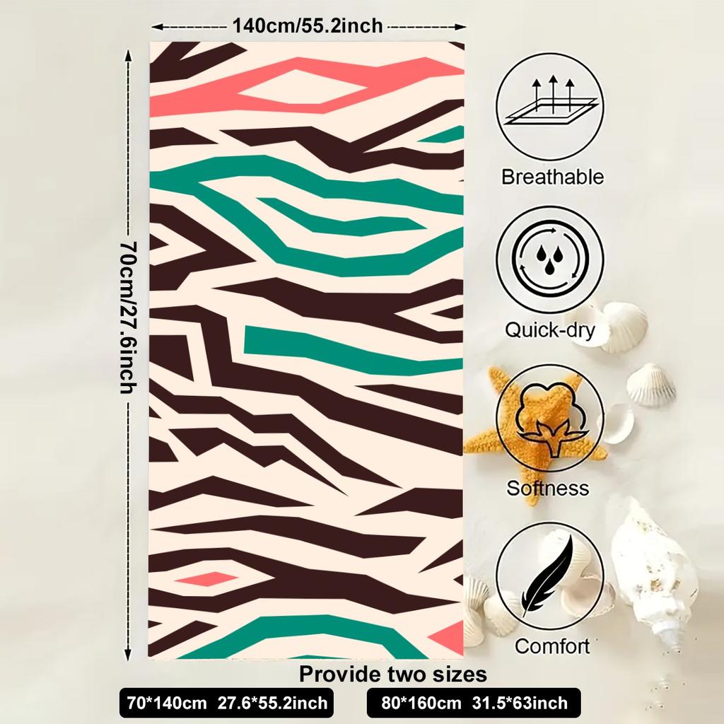 Пляжное полотенце с мозаичным декором, большое, из микрофибры, ультрамягкое, быстросохнущее, банное полотенце для плавания, йоги, легкое, для путешествий, кемпинга