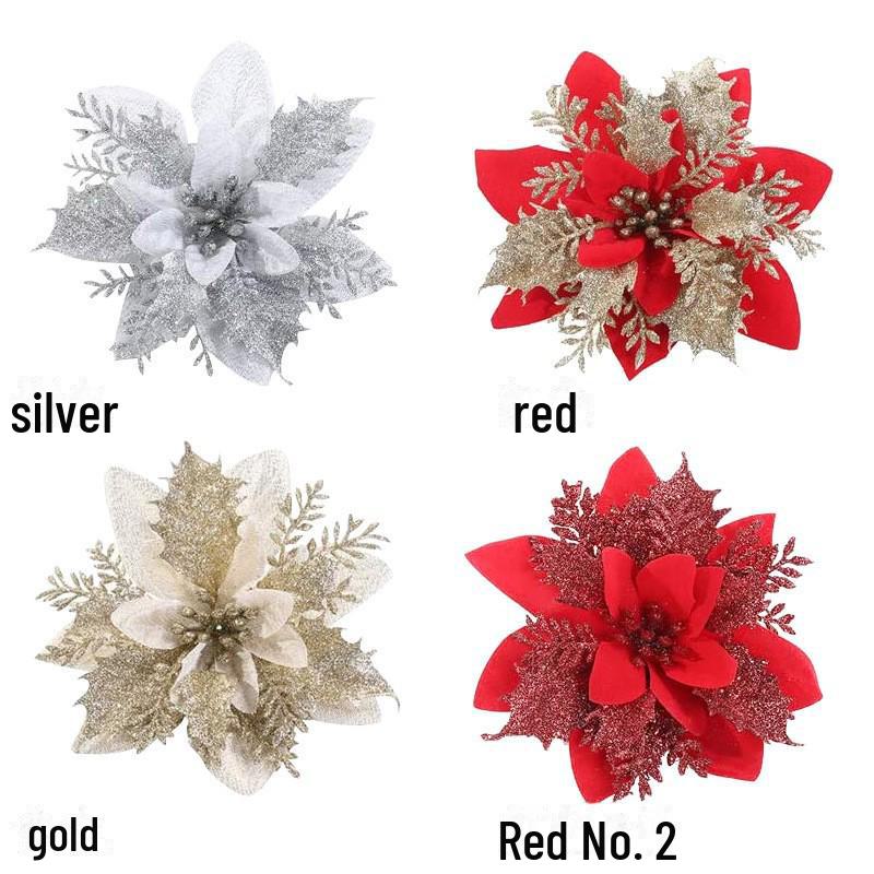 Рождественский цветочный орнамент из золотой пудры - эксклюзивный трехслойный дизайн