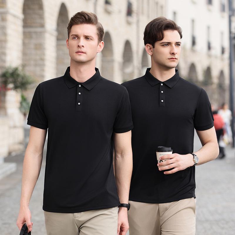 Поло с коротким рукавом из ледяного шелка с вышивкой на заказ - Униформа для бизнес-команды с отложным воротником.