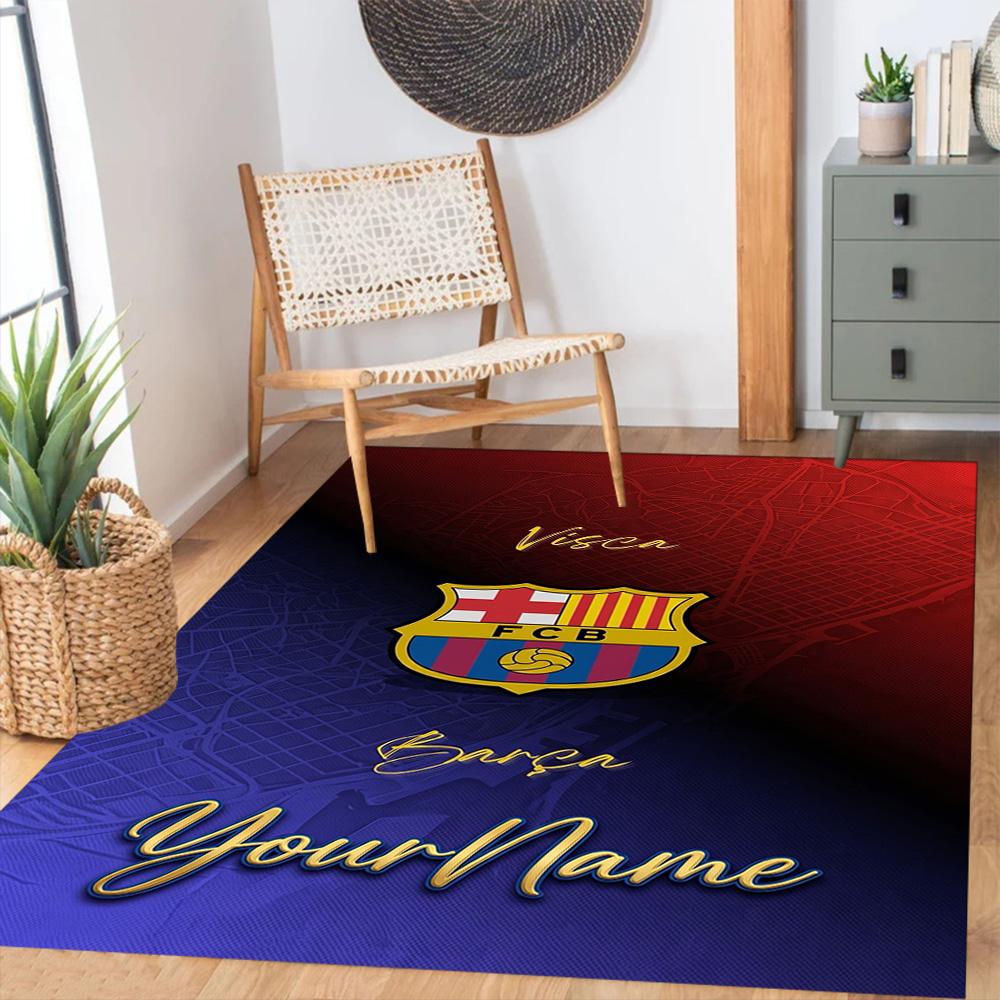 Fc Barcelona Customize Your Name Floor Rug Office Rug Suitable for Balcony Dormitory Study room Game Room Anti-slip Rug Office home decor