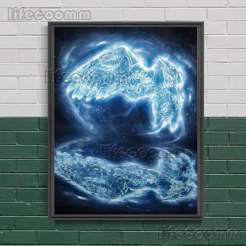 Животные эльфы в лесу настенная живопись на холсте олень, ворон, сова, леопард, мистическое существо художественный постер и принт домашний декор без рамки