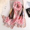 180*90cm Luxury Brand Ladies Spring Summer Long Silk Scarf Shawl Digital Painted Shawl Gogh Oil Painting Lady Foulard Bandanna