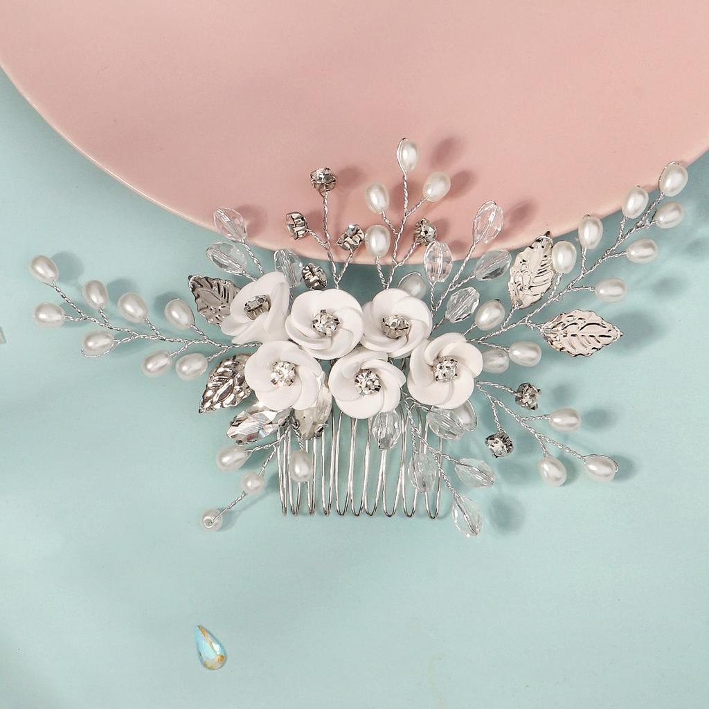 Новый свадебный гребень для волос ручной работы, высококачественное свадебное платье, аксессуары для волос, белый мягкий керамический цветок для невесты