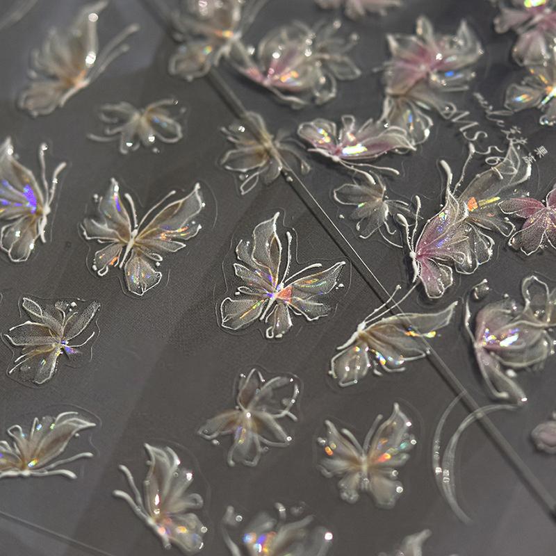 Наклейка для ногтей в форме бабочки Авроры, клей для улучшения реалистичности, стереоскопический маникюрный салон своими руками