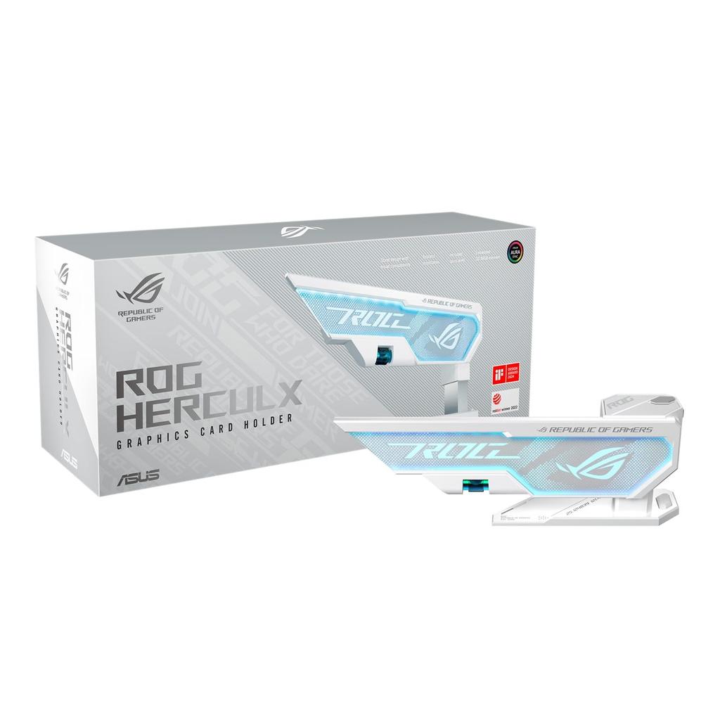 Asus Graphics Card Holder ROG HERCULX GRAPHICS CARD HOLDER White Domestic Authorized Distributor Product