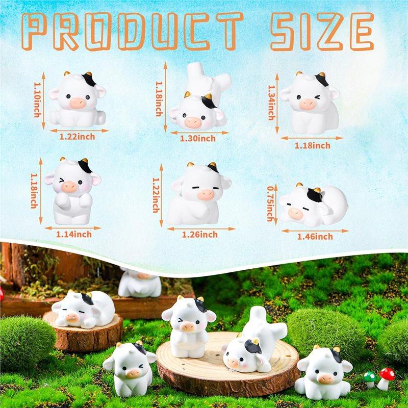 Outdoor Garden Decor For DIY Fairy- Mini Cow Figurines Resin 48 Pcs Miniature Cute Tiny Animal Moss Ornament Set