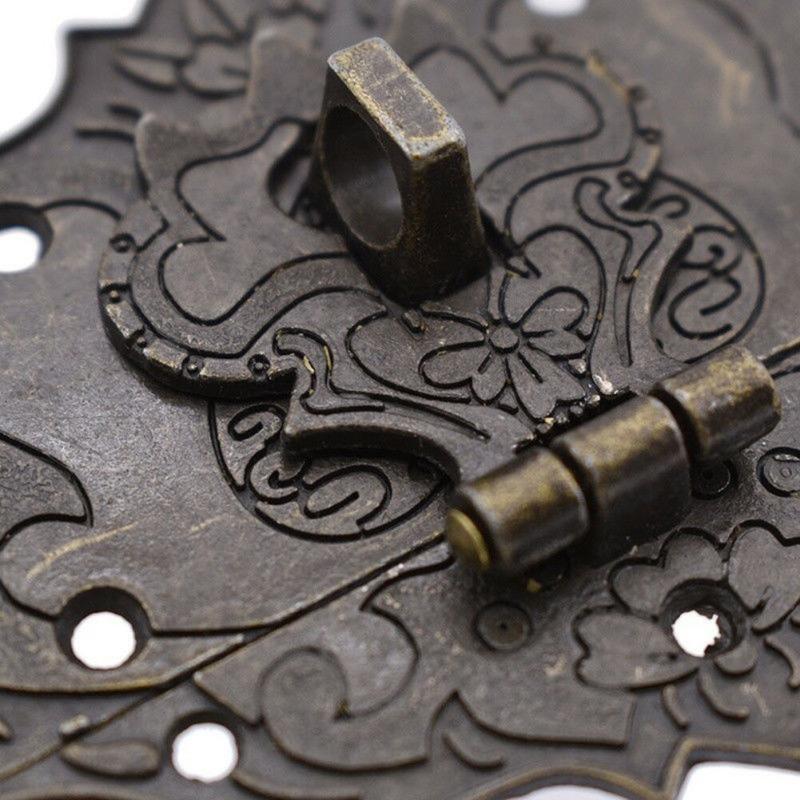 2sets Antique Brass Wooden Case Hasp Vintage Decorative Jewelry Gift Box Suitcase Hasp Latch Hook Furniture Buckle Clasp Lock