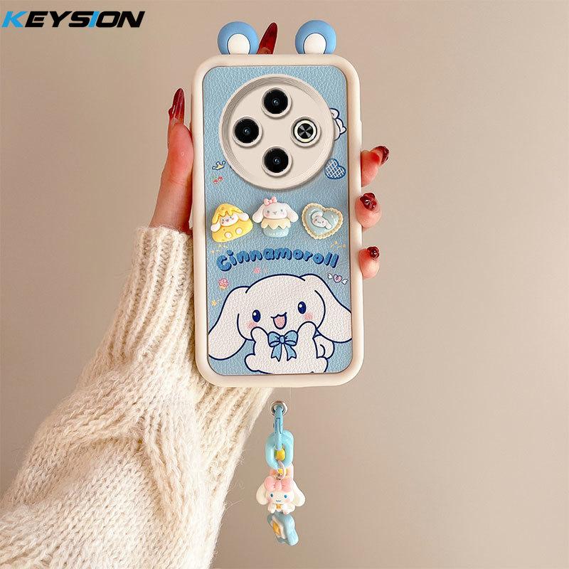 KEYSION Cute Ear 3D Cartoon Case for TECNO Spark 30C with Bracelet Soft Silicone Shockproof Phone Cover for TECNO Spark 30C