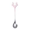 Tableware Christmas Deer Head Stainless Steel Christmas Spoons Tea Scoop Coffee Scoops Xmas Antlers