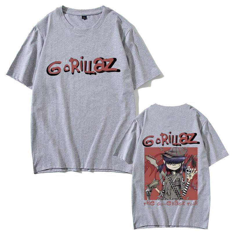Rock Band Gorillaz The Come Back Tour Tshirt Men Women Hip Hop Fashion Oversized Streetwear Male Gothic Punk Short Sleeve Tees