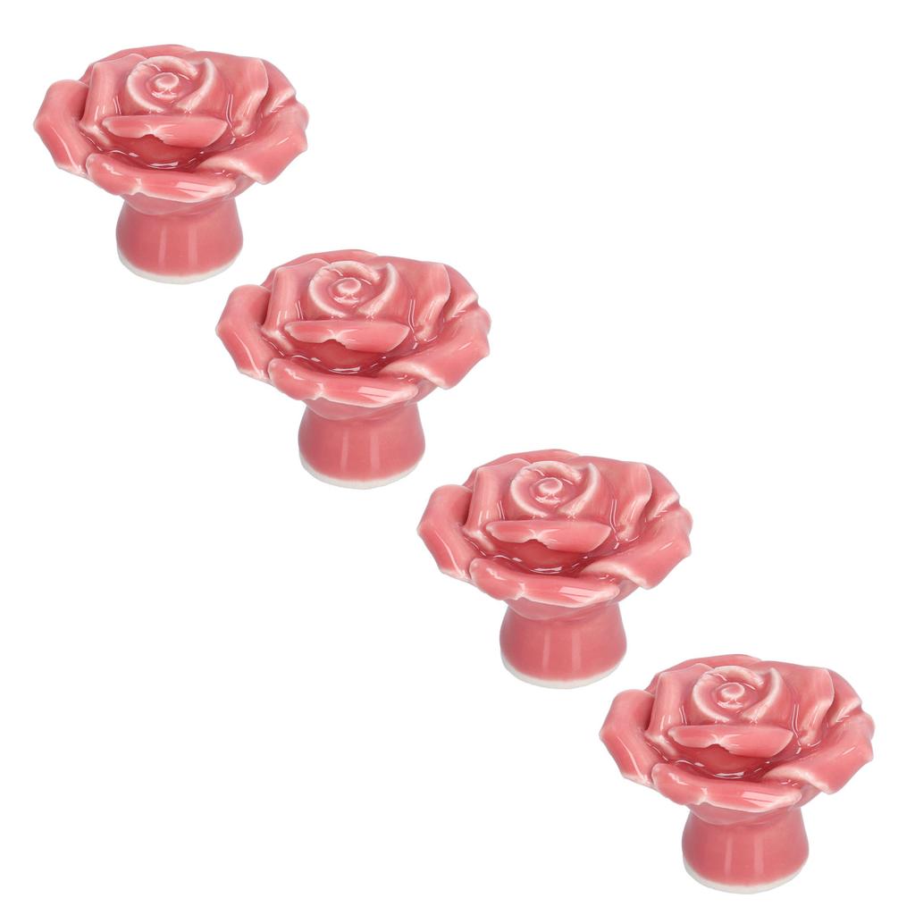 4 шт. Ручка в форме розы Современная керамическая мебельная ручка для дома, гостиной, спальниРозовая