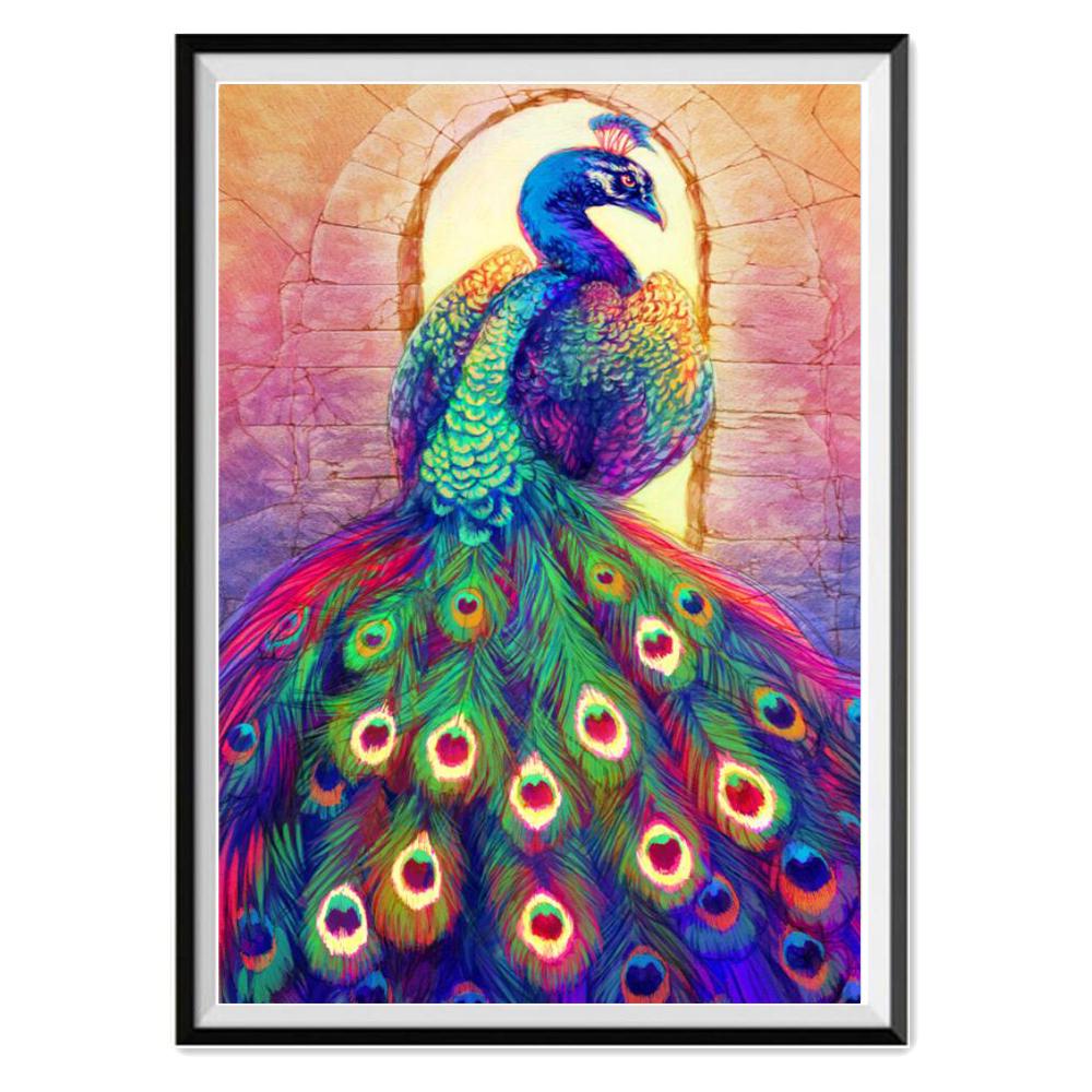 5D Diamond Painting Full Circle Animal Peacock Elephant Cross Stitch Landscape Dandelion Diy Diamond Embroidery Mosaic Home Deco
