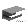 Toilet Paper Holder Stainless Steel Wall Mounted Toilet Paper Roll Holder with Shelf Matte Black