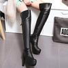 Women's High-heeled Boots Autumn and Winter Waterproof Platform Thick-heeled Large-size Boots European and American Sexy Knee Boots