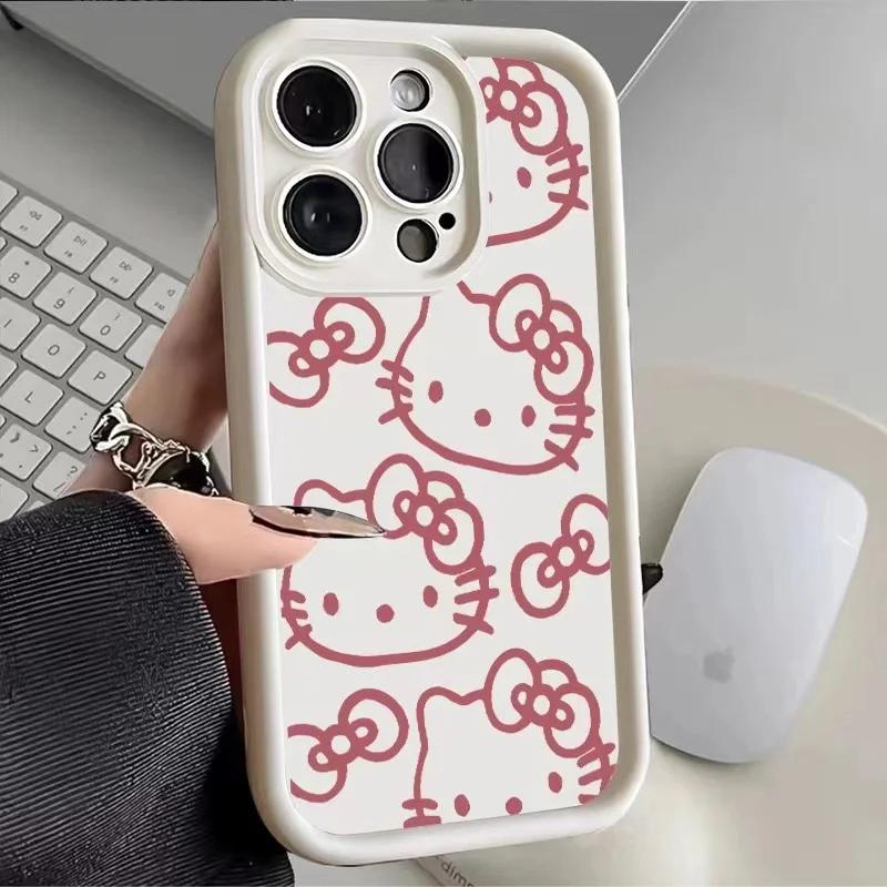 Чехол для телефона Sanrio Hello Kitty для iPhone 16 15 14 13 12 11 Pro Max Mini XR XS X 7 8 Plus Мягкая задняя крышка из ТПУ