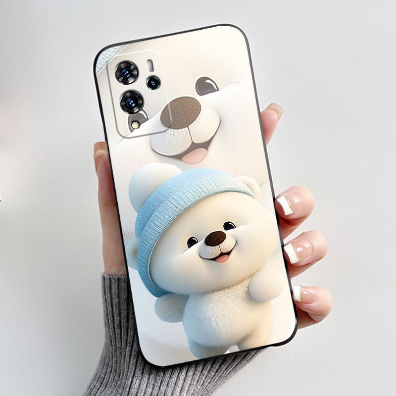 Чехол для ZTE Blade V40 Pro/ZTE 9046 Милый Заяц с Сердечком Забавный Черный Матовый Мягкий ТПУ Защитная Задняя Крышка Для Телефона ZTE V40 Pro