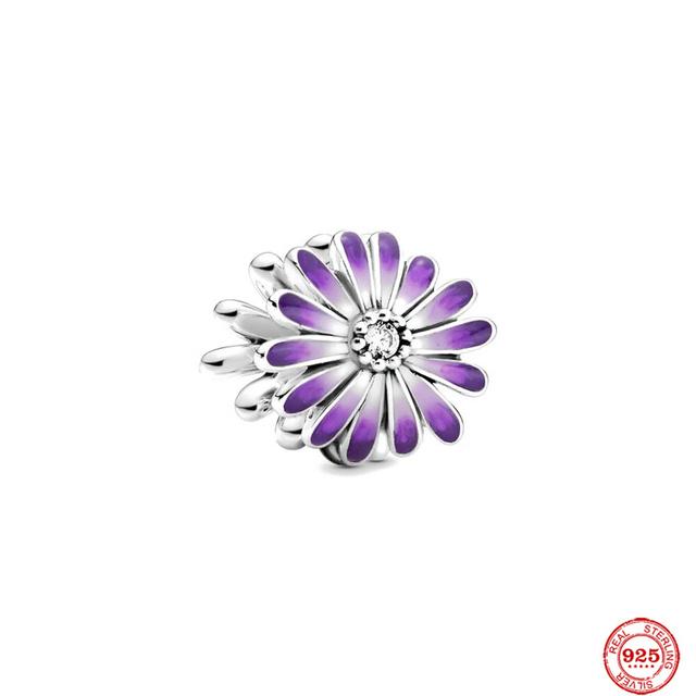 Новый розовый кулон в форме бабочки с цветком, подвеска из бисера, модный оригинальный браслет из стерлингового серебра 925 пробы для женщин, ювелирные изделия своими руками, подарок