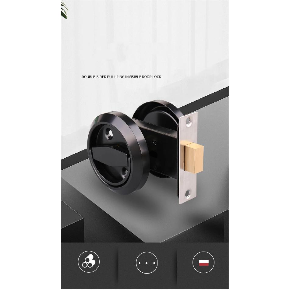 KK&FING Invisible door concealed lock single-sided double-sided pull ring concealed lock bedroom living room lock door lock