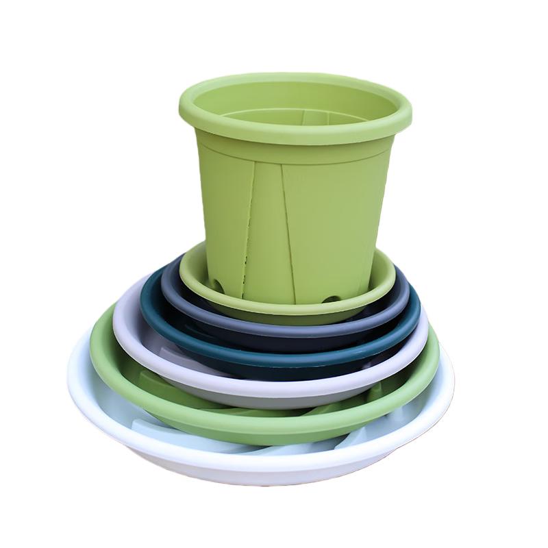 Утолщенный пластиковый круглый цветочный горшок с поддоном