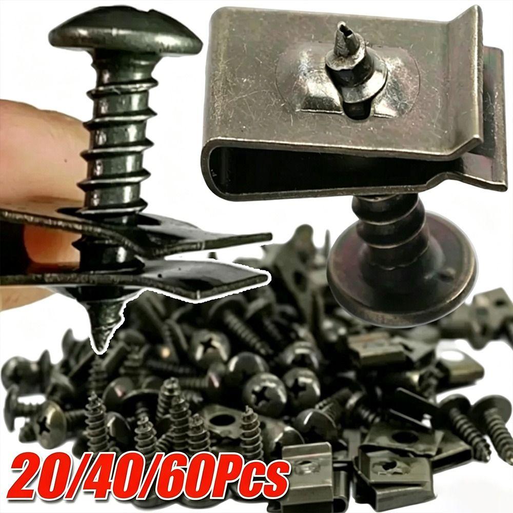 20/40/60Pcs Anti Rust U-Type Fastener Clips Iron Metal Screw Clips Car Accessories