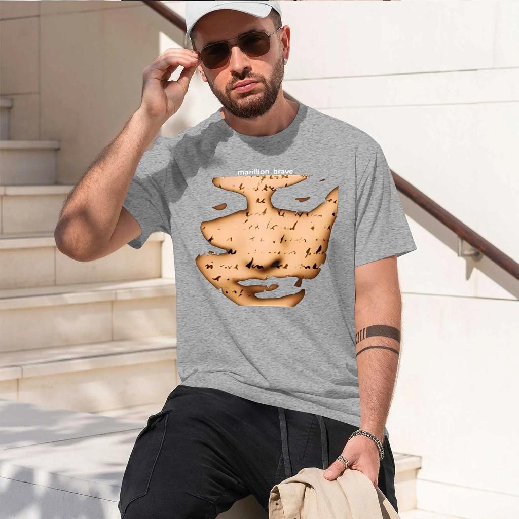 MarillionBrave  2026 new fashion heavyweight hot selling retro printed pattern fun round neck Tshirt for daily comfort