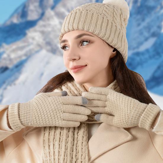 3 шт./комплект унисекс зимняя шапка шарф перчатки комплект толстые трикотажные защитные шапки перчатки эластичные