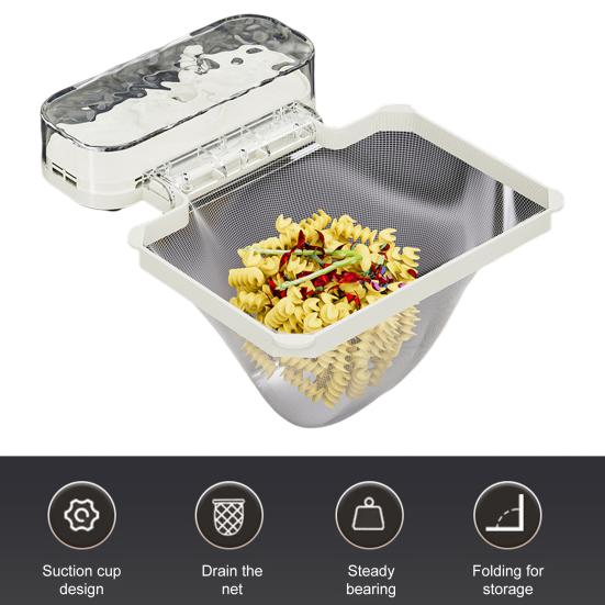 Одноразовая полка для фильтра для раковины с 100 фильтрующими сетчатыми мешками, полка для мусора с текстурой волны воды, присоска, держатель фильтра для раковины