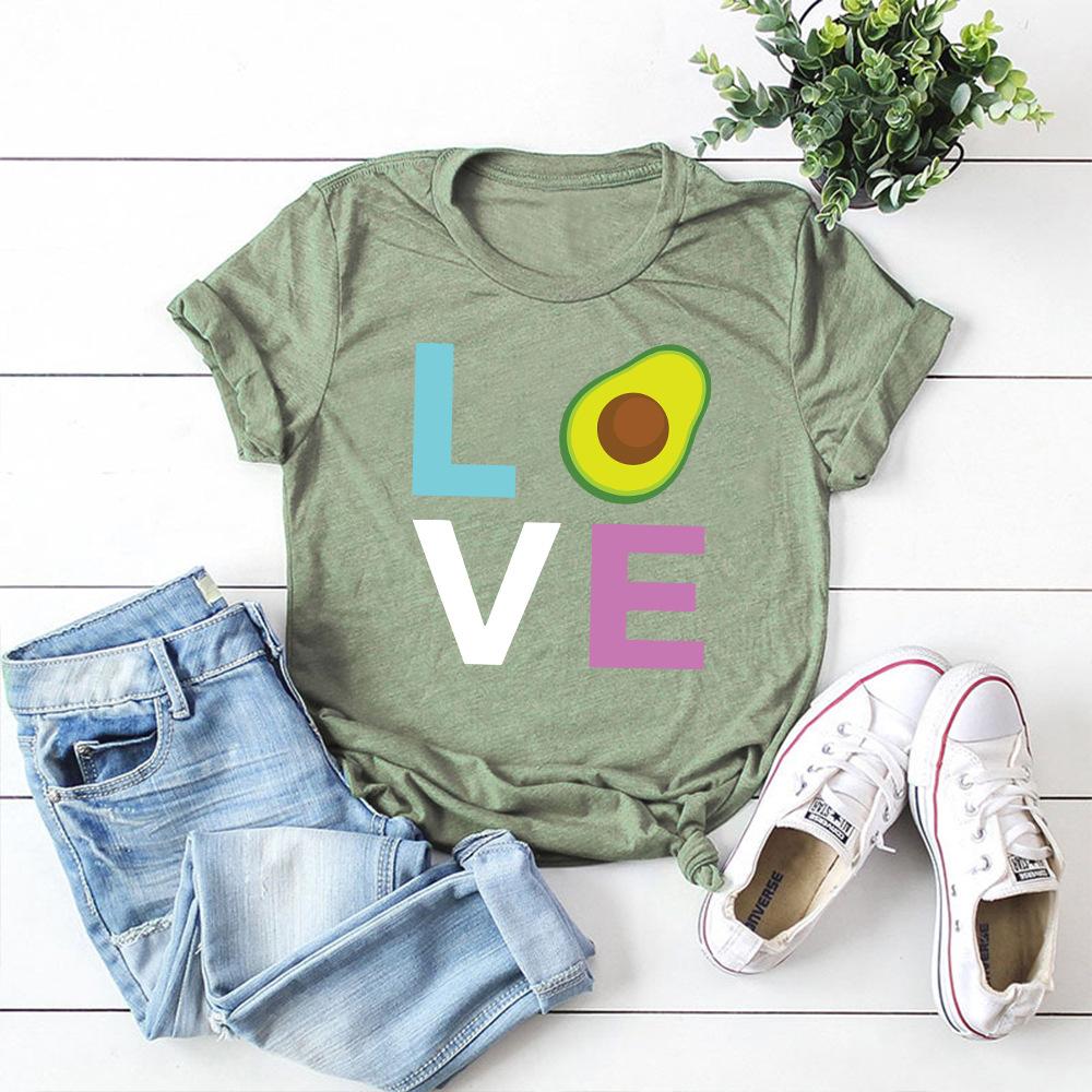 Хлопковая футболка с коротким рукавом и круглым вырезом, женская, с 2D-принтом, топы