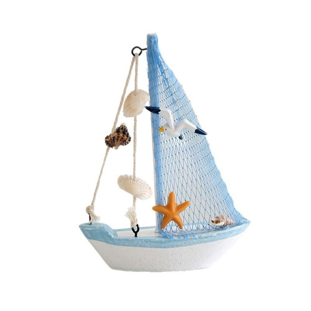 Wooden Sailing Boat Model Handmade Wooden Ship Ornament Coastal Style Nautical Decor Gift Giving