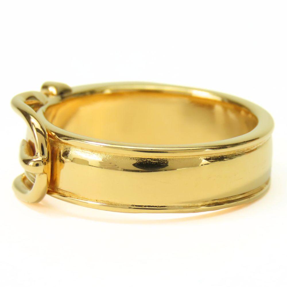Used HERMES Scarf ring Saintur metal 6.7g gold Belt motif