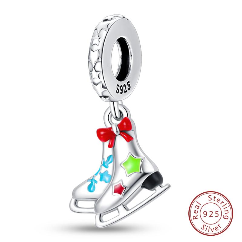 925 Silver Snowflake Snowman Penguin Charm Pendant Winter Jewelry Gift For Women DIY Birthday Present