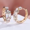 Fashionable Champagne Gold Rectangular All White Diamond Water Drop Love Earrings Exquisite Women's Fashion Earrings