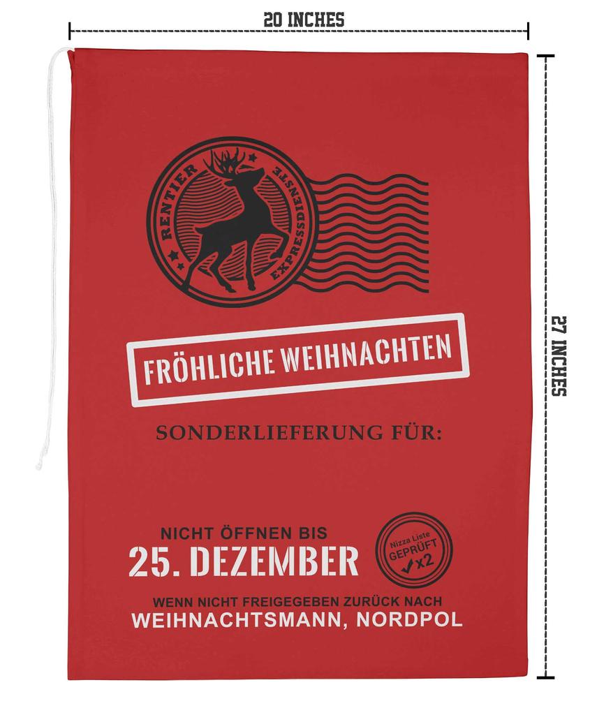 Printtoo 2 шт. Большие мешки Санты с завязками на шнурке, холщовые рождественские подарочные сумки для детей, Рождество 27x20 дюймов