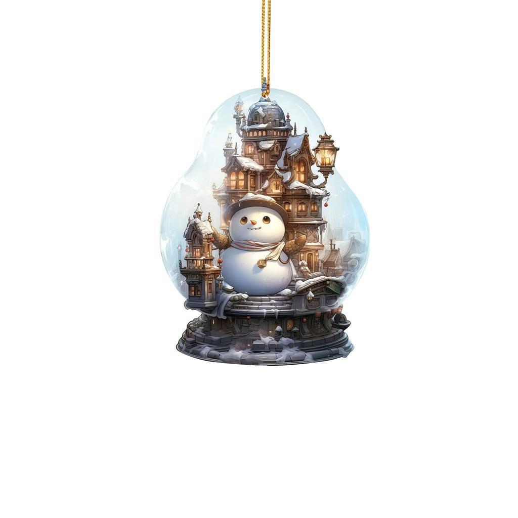 Рождественские украшения Рождественский снеговик Акриловые украшения Уникальное украшение в виде снежинки Изысканный кулон в виде шара