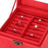 Деревянный красный однотонный трехслойный футляр для хранения ювелирных изделий