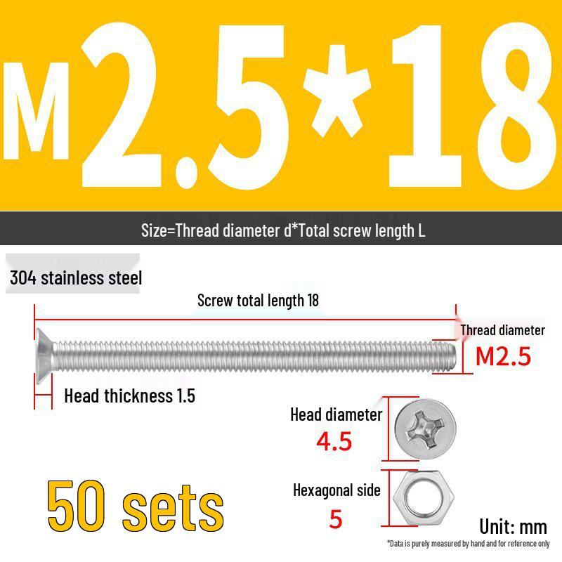 Набор Extra Long Phillips Flat Head Винтов и Гаек из Нержавеющей Стали 304 (2М, 3М, 4М)