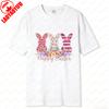 Flower Bunny Happy Easter Print Kawaii Shortsleeve Tshirt Cool and Breathable Springsummer Wear Cotton Cute Style Women Tee
