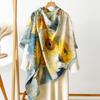 Extended Scarf for Women's Mulberry Satin Scarf Sunflower Printed Shawl with Summer Professional Scarf Square Scarf